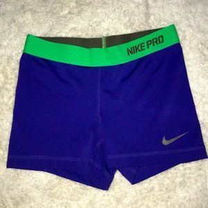 royal blue women’s Nike Pro shorts
